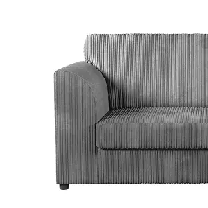 Luxor Grey Jumbo Cord 4 Seater Corner sofa Right Hand Facing - Full Back