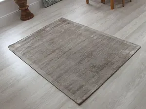 Smoke Plain Modern Handmade Easy to Clean Rug for Living Room and Bedroom-160cm X 230cm