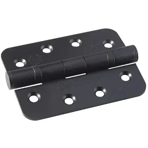 PAIR Grade 13 Heavy Duty Ball Bearing P Hinge RADIUS 107 x 77mm Matt Black Door