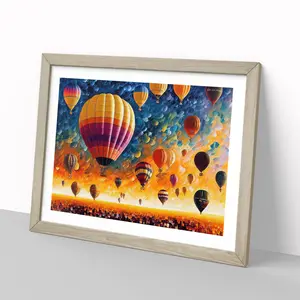 XH1022-6633X Hot Air Balloons Vol.3 Abstract - Single Picture Frame Painting Oak / 25cm H x 34cm W x 2cm D