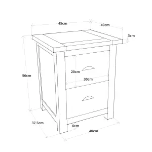 Lovere 2 Drawer Bedside Table Chrome Cup Handle