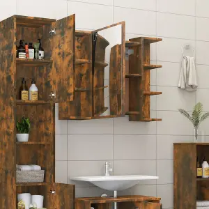 Berkfield Bathroom Mirror Cabinet Smoked Oak 80x20.5x64 cm Engineered Wood