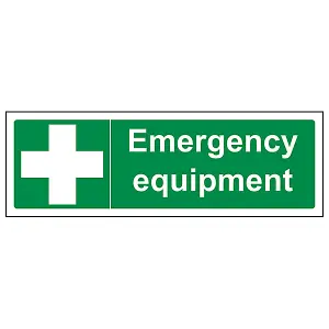 Emergency Equipment First Aid Sign - Adhesive Vinyl - 450x150mm (x3)