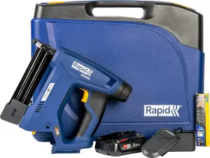 Rapid Power Tools BTX606 18V P4A Battery-Powered Staple Gun Kit Cordless Heavy Duty Stapler with 2.5Ah Battery, Charger & Case