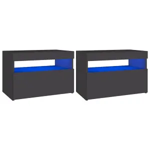 Berkfield TV Cabinets with LED Lights 2 pcs Grey 60x35x40 cm