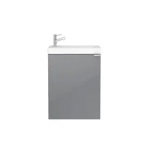 GoodHome Imandra Gloss Grey Single Wall-mounted Bathroom Cloakroom unit (H) 550mm (W) 436mm