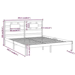 Berkfield Bed Frame White Solid Wood 200x200 cm