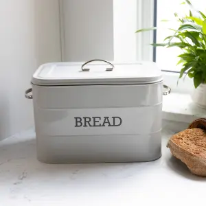 Living Nostalgia Bread Bin with Traditional top-opening lid -French Grey