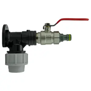 25mm waterpipe mdpe back/wall plate with full flow valve+universal garden hose connector