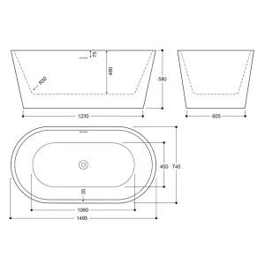 Luxury Freestanding Bathtub 1495x745 - White Marble