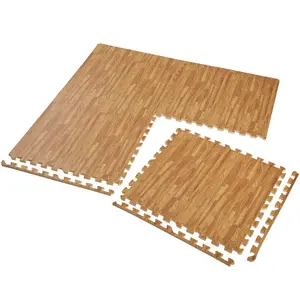 Gym Mats - 12 interlocking sections with 24 edge pieces, 61 x 61 cm each - wood decor