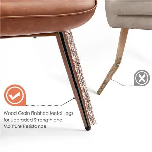 Yaheetech Brown Modern Faux Leather Accent Chair with Wood-tone Metal Legs