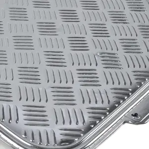 4pc Heavy Duty Silver Alloy Checker Plate Mat Aluminium Effect Car Mats Set Van