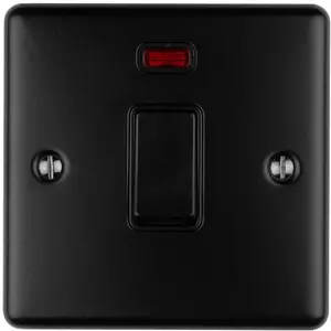 1 Gang 20A Single Light Switch & Neon - MATT BLACK & BLACK TRIM 2 Way Rocker