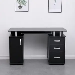 Home Source Saturn 3 Drawer Computer Office Desk Black