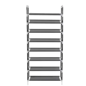 Shoe Rack with 8 Shelves Metal and Non-woven Fabric Black