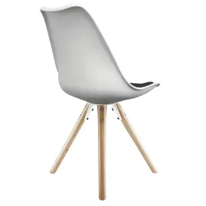 Soho White & Black Plastic Dining Chair with Pyramid Light Wood Legs