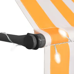 Berkfield Manual Retractable Awning with LED 300 cm White and Orange