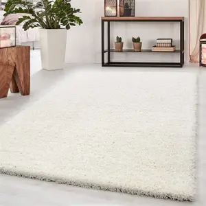 Abaseen 80x150 cm Cream Thick Pile soft Shaggy Modern Rug