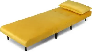 Single Sofa Bed - Fold Out Bed Chair Fairmont Park Upholstery Colour: Yellow, Upholstery Material: Velvet