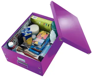 Leitz Wow Click & Store Purple Storage Box with Metal Handles Large