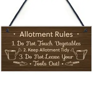 Allotment Rules Sign Hanging Garden Shed Sign Gift For Family Home Gift For Him