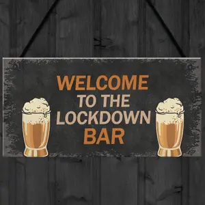 Red Ocean The LOCKDOWN Bar Funny Quarantine Plaques Novelty Home Bar Sign Man Cave Gifts