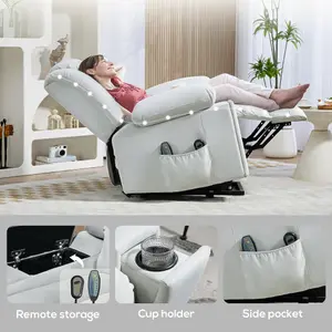 HOMCOM Power Lift Recliner Chair with Vibration Massage, USB, Light Grey