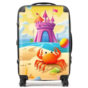 Orange Crab On A Beach Holiday Suitcase - Medium