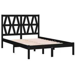 Berkfield Bed Frame Black Solid Wood Pine 140x190 cm