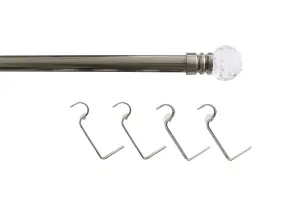 GoodHome Athens Matt Nickel effect Extendable Ball Curtain pole Set, (L)2000mm-3300mm (Dia)28mm