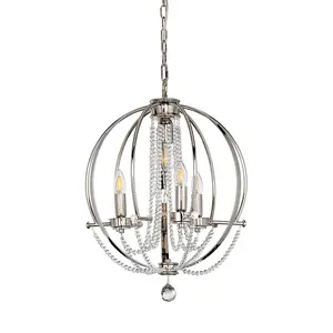 3 Bulb Chandelier Ceiling Light Highly Polished Nickel Finish Plated LED E14 60W