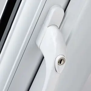 uPVC Window Handle White - Universal Inline Locking Espag Window Handle - 40mm Spindle