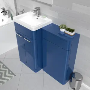 Nes Home Matt Blue 1000mm Freestanding Cabinet Ceramic Basin & WC Unit