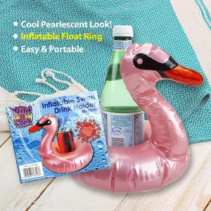 Pink Swan Drink Holder Pool Inflatable