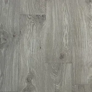 Grey 961M Wood Effect Anti-Slip Contract Commercial Vinyl Flooring for Restaurants Gyms -2m(6'6") X 2m(6'6")-4m²