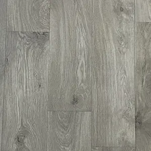 Grey 961M Wood Effect Anti-Slip Contract Commercial Vinyl Flooring for Restaurants Gyms -2m(6'6") X 2m(6'6")-4m²