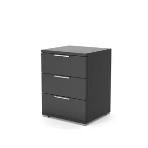 Machias 3 Drawer Bedside Table Black