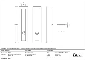 From The Anvil Satin Chrome 250mm Plain Rectangular Pull - Privacy Set