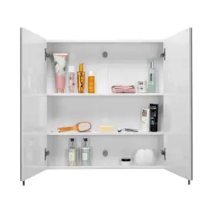 Croydex Dawley White Double Bathroom Wall cabinet With 2 mirror doors (H)690mm (W)600mm