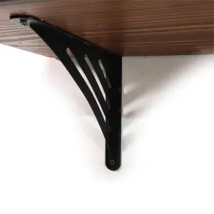 Wooden Rustic Shelf with Bracket WAT Black 220mm 9 inches Walnut Length of 180cm