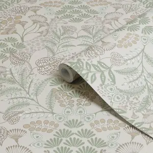 Superfresco Easy Beige Jungle Day Metallic effect Smooth Wallpaper