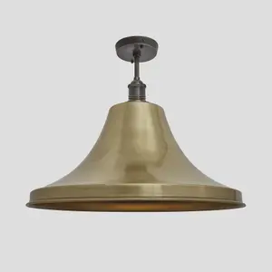 Industville Brooklyn Giant Bell Flush Mount, 20 Inch, Brass, Pewter Holder