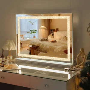 FENCHILIN Crystal Hollywood Vanity Mirror with Lights Bluetooth Hollywood Led Strip Music Mirror