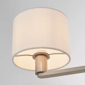 Donovan Nickel Plate and Vintage White Faux Silk Shade 3 Light Ceiling Pendant