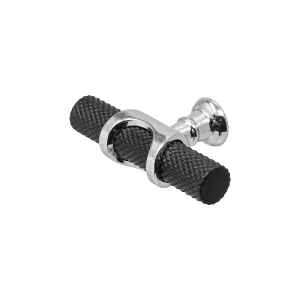 DecorAndDecor - AMELIA Matt Black & Polished Nickel Knurled T-Bar Kitchen Cabinet Pull Knob Handles - Pair