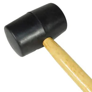 16oz Black Rubber Mallet Non Marking With Wooden Handle Shaft Tent Pegs