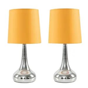 Chasse Metal Table Lamp (Set of 2) Silver Base / Mustard Shade / Included