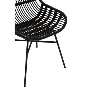 Interiors by Premier Curved Black Natural Rattan Chair, Sturdy and Durable Rustless Rattan Chair, Easy Cleaning Rattan Armchair