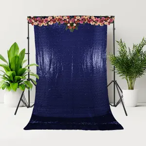 4ft x 7ft Sequin Backdrop Photography Background Shiny Fabric Glitter Curtain Backdrop, Royal Blue